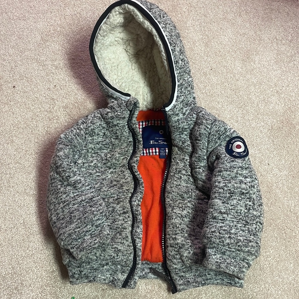 Ben Sherman Toddler Sweater Jacket with Sherpa Hood Size 18 months